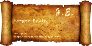 Herger Ervin névjegykártya